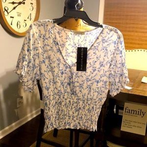 Paper Crane 100% Rayon cropped shirt. New with tags.  Medium.